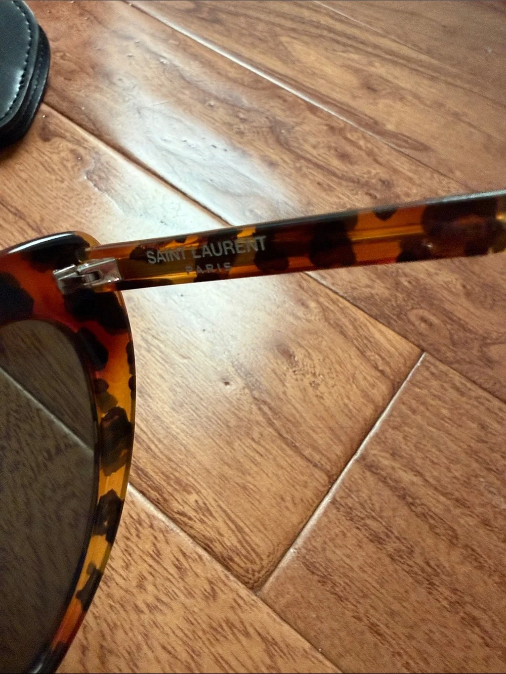Saint Laurent Tortoiseshell Heart Sunglasses with Black Lenses